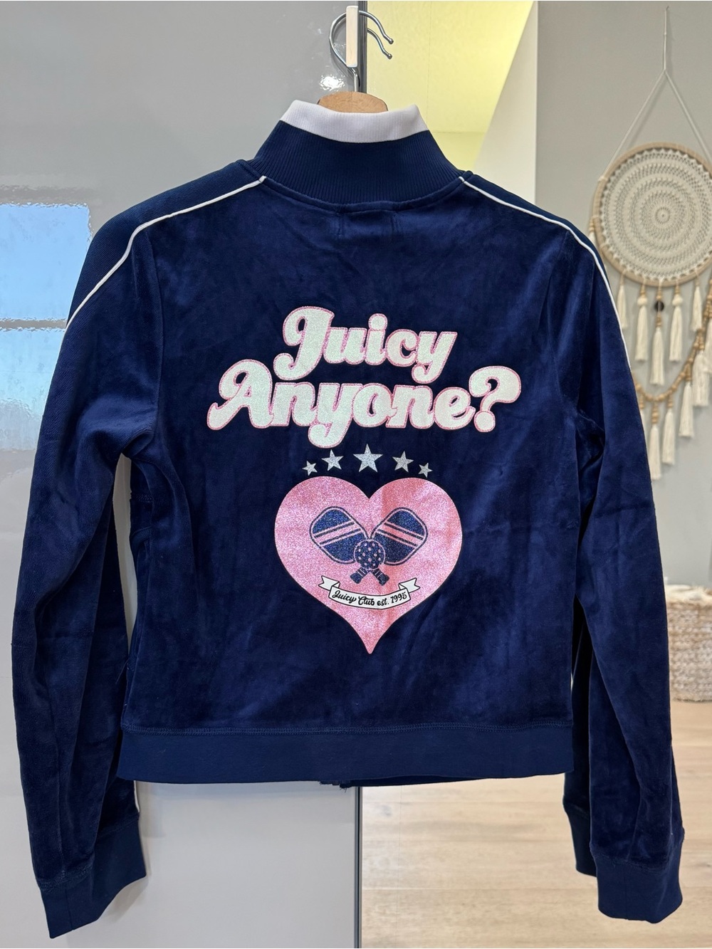 Juicy Couture Track Jacket Navy Blue Velour Pickleball Track Zip-up (NWT)